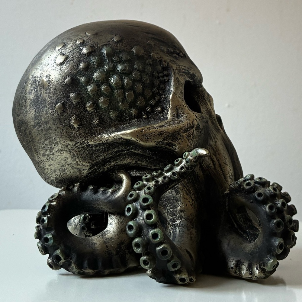Octopus Skull Sculpture in Metallic Finish - Picture 8 of 16